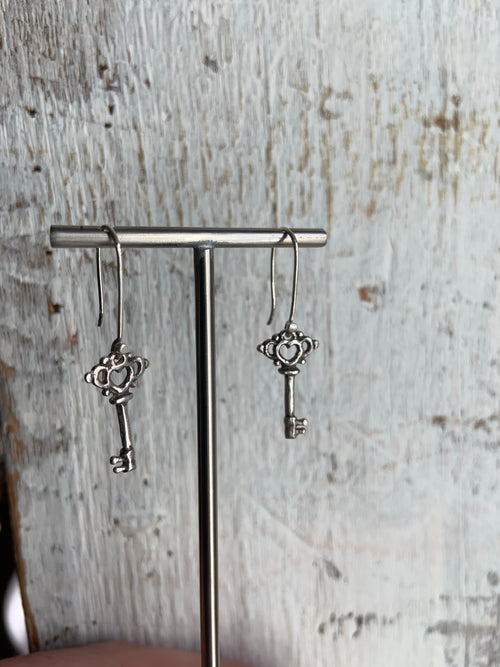 Skeleton Key Earrings, , Unmarked Industries - unX Industries - artisan jewelry made in U.S.A 